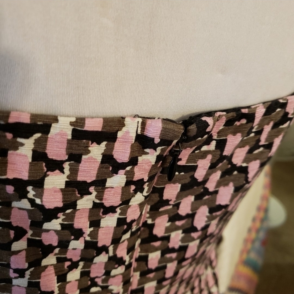 Banana Republic Strapless Dress Houndstooth Faux Wrap Mini Silk Y2K Prom Summer - Picture 10 of 13